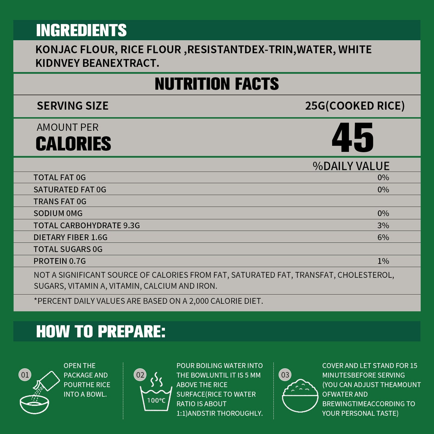 Low Calorie Gluten Free Rice Substitute - Konjac Zero Suger And High Fiber Rice