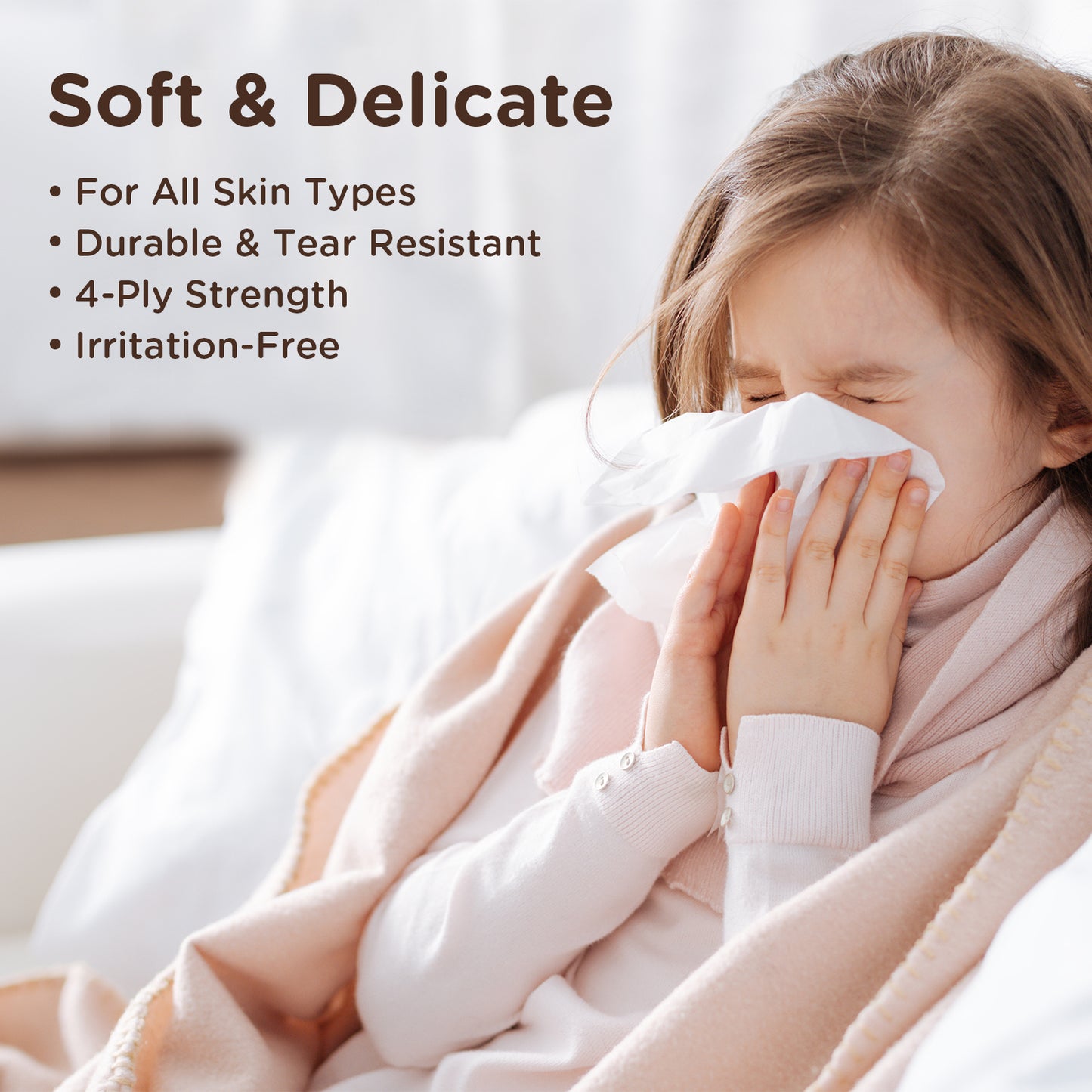 Daylight Bridge Soft Tissue 4ply, 400 Sheets~100 Sheets, 8 Packs in a bag, Gentle on face, Soft & comfortable, 100% Virgin Pulp