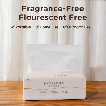 Daylight Bridge Soft Tissue 4ply, 400 Sheets~100 Sheets, 8 Packs in a bag, Gentle on face, Soft & comfortable, 100% Virgin Pulp