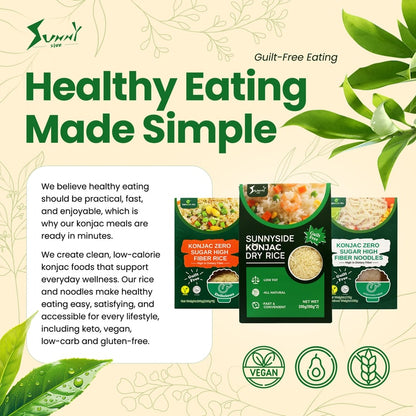 Sunnyside Konjac Dry Rice (200g) – Zero Sugar, Low Fat, High Fiber, Vegan & Gluten-Free Rice Alternative