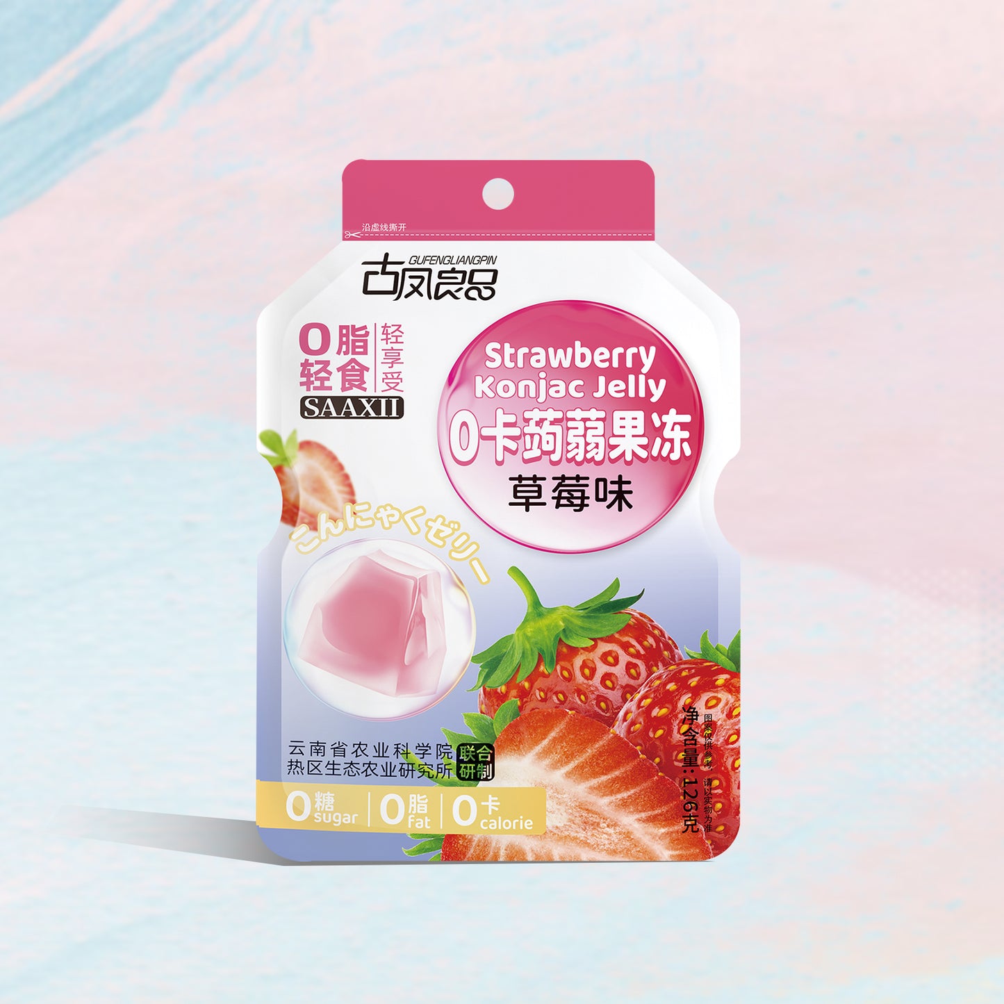 Gufengliangpin. 0 calorie konjac jelly  strawberry  126g