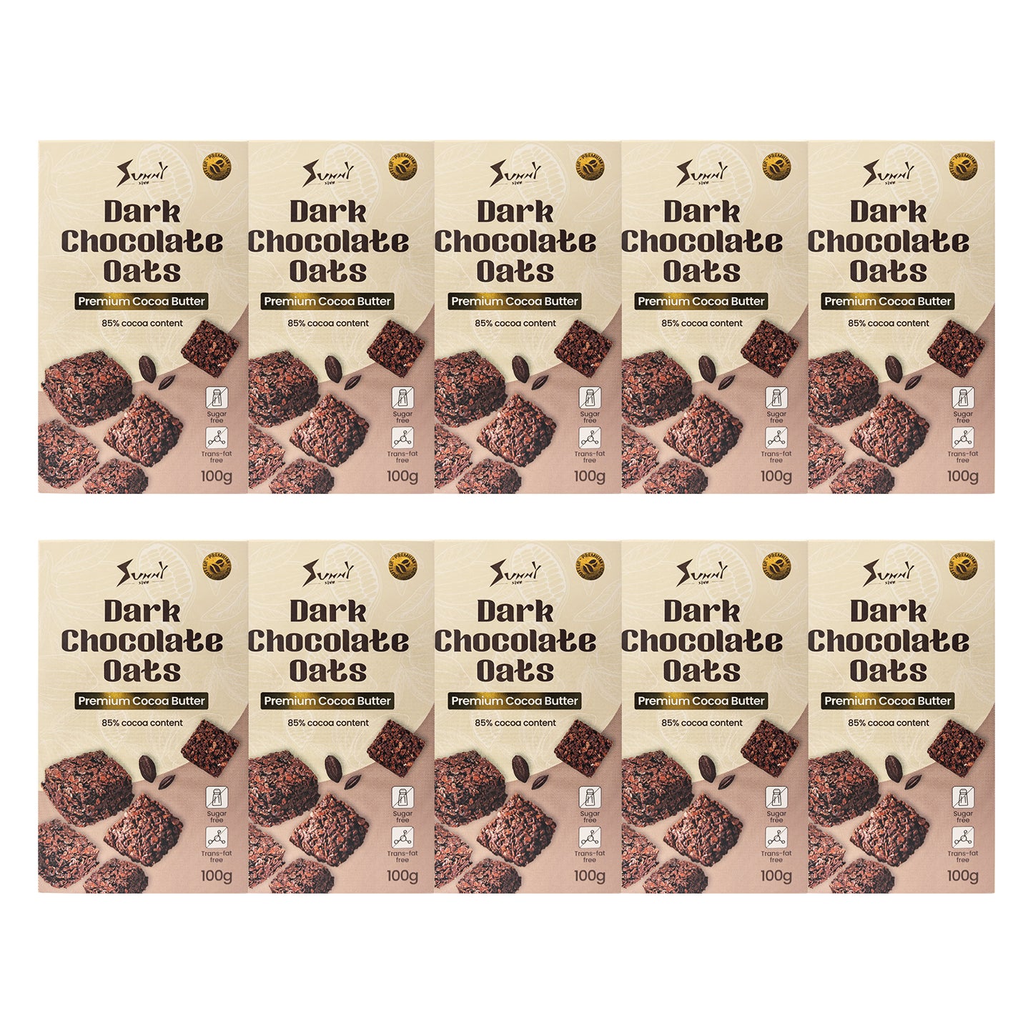 Sunnyside Dark Chocolate Oats Sugar-Free, Low Calorie, 85% Cocoa