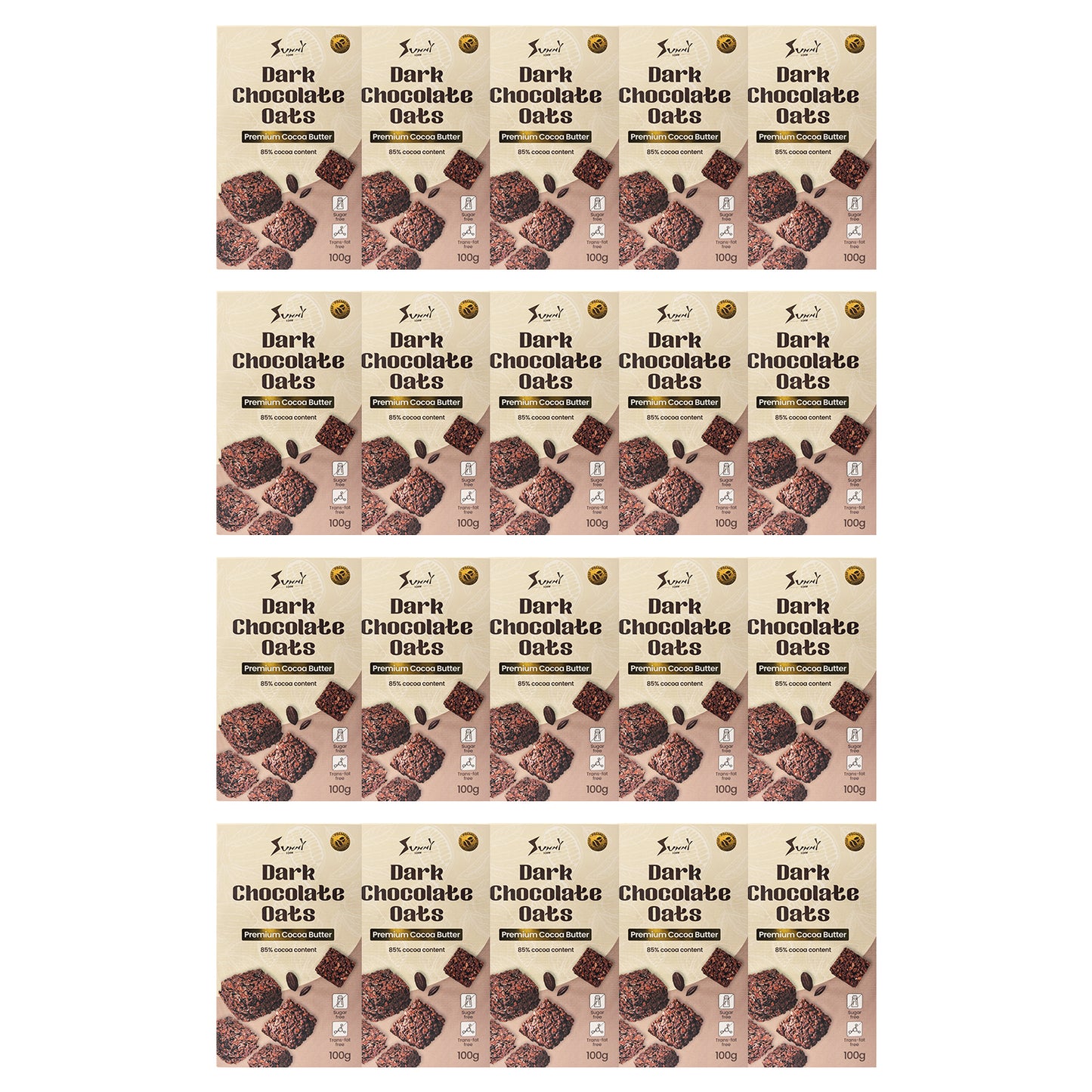 Sunnyside Dark Chocolate Oats Sugar-Free, Low Calorie, 85% Cocoa