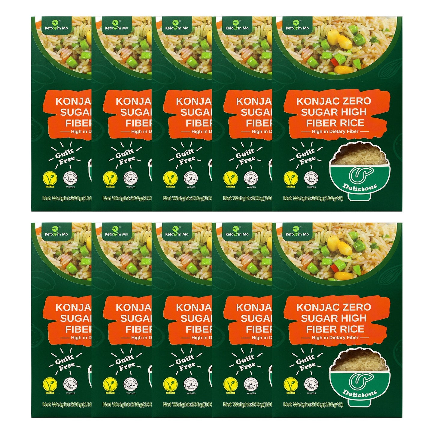 Ketoslim Mo Konnyaku Shirataki Rice 200g – High Fiber Glucomannan, Low Fat, Sugar-Free, Vegan Rice Alternative