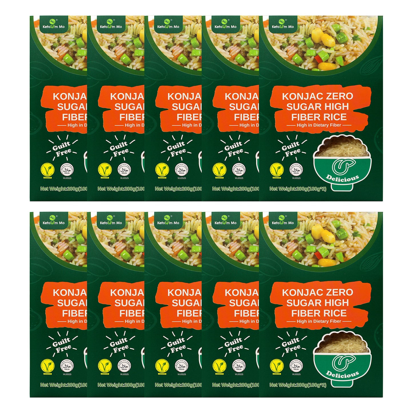 Ketoslim Mo Konnyaku Shirataki Rice 200g – High Fiber Glucomannan, Low Fat, Sugar-Free, Vegan Rice Alternative
