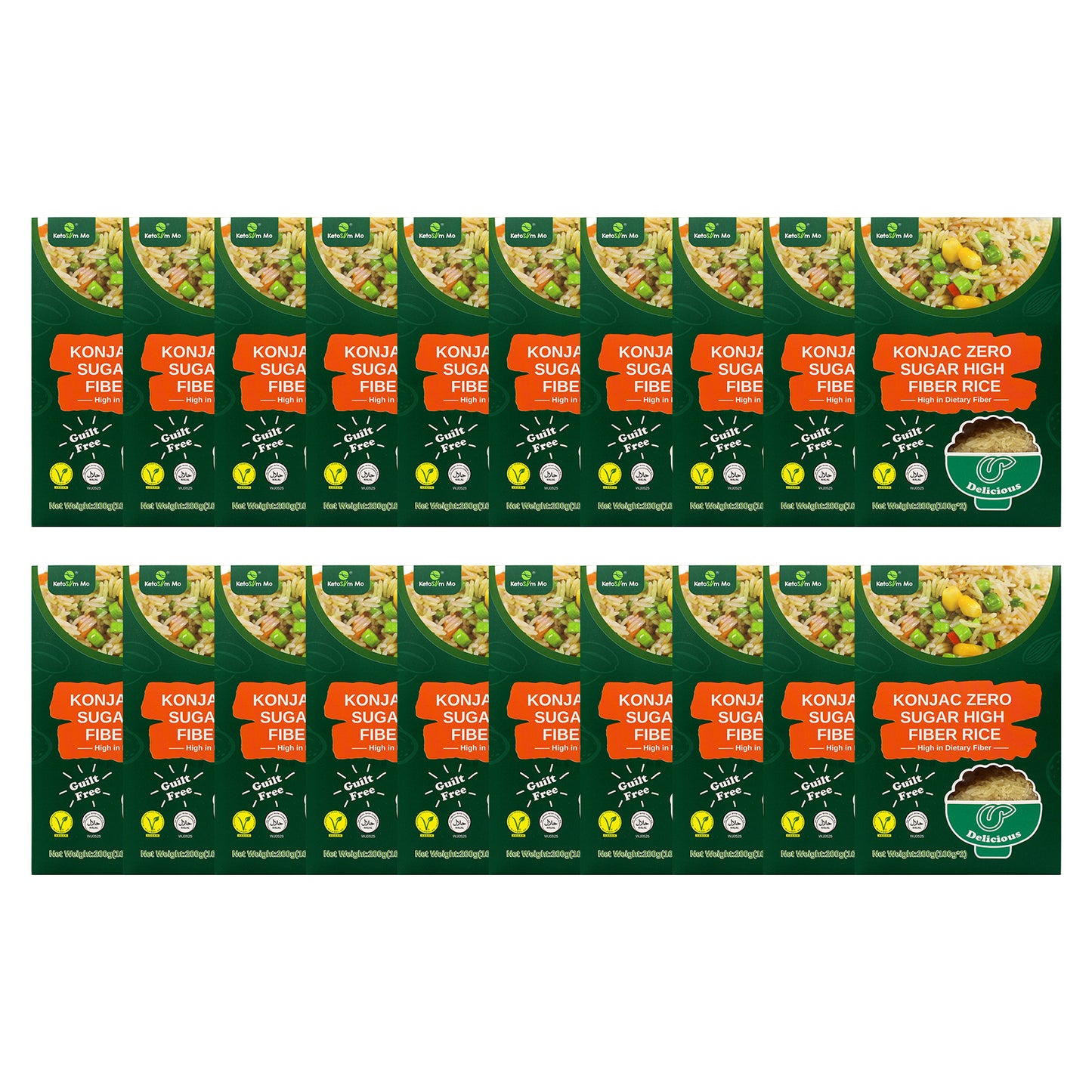Ketoslim Mo Konnyaku Shirataki Rice 200g – High Fiber Glucomannan, Low Fat, Sugar-Free, Vegan Rice Alternative