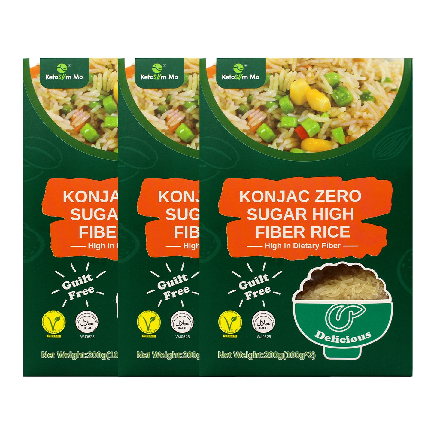 Ketoslim Mo Konnyaku Shirataki Rice 200g – High Fiber Glucomannan, Low Fat, Sugar-Free, Vegan Rice Alternative